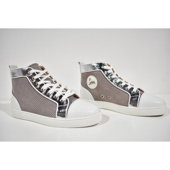 Christian Louboutin Men Louis Orlato Flat Elegant Argento High Top Sneaker 45 12 - Picture 4 of 12